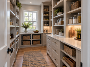 Plan designing custom walk-in pantries for suburban kitchens with practical guidance for Huntingdon Valley and Bucks County properties, including warning sig. Suggested category: Kitchen