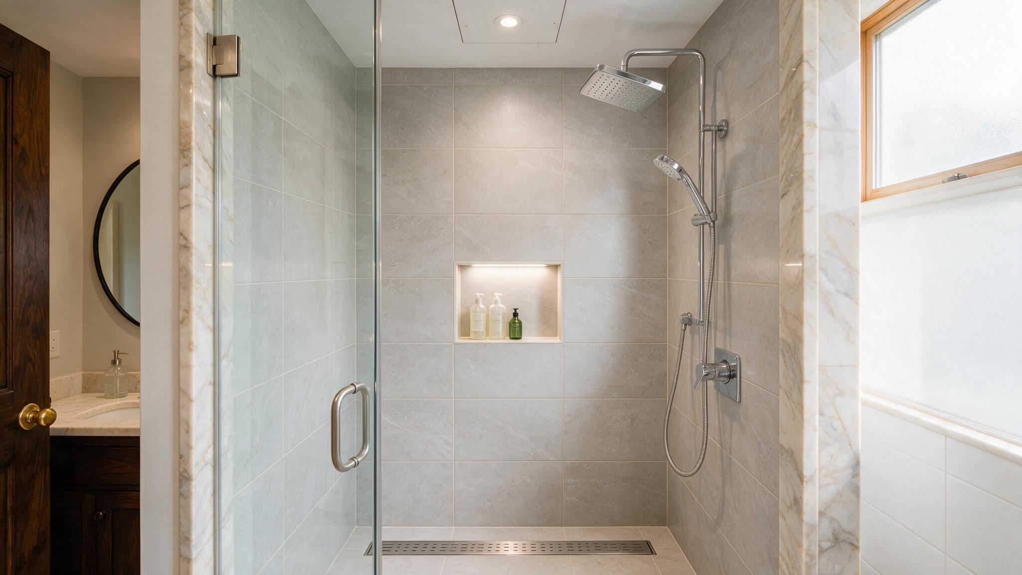 Professional shower valve service access planning detail for Huntingdon Valley Kitchen & Bath Remodelers in Huntingdon Valley