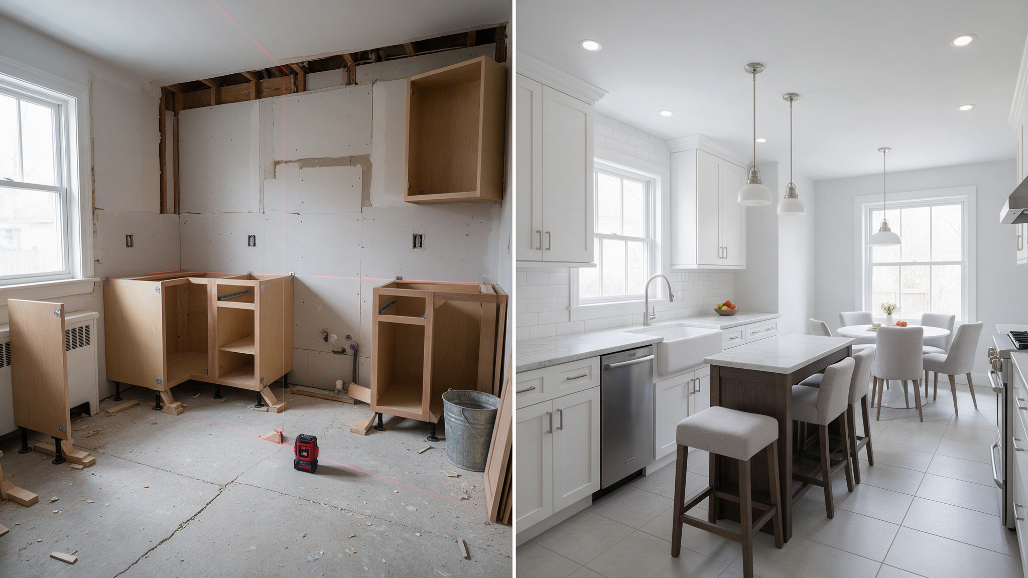 Professional cabinet installation uneven floor Montgomery County detail for Huntingdon Valley Kitchen & Bath Remodelers in Huntingdon Valley