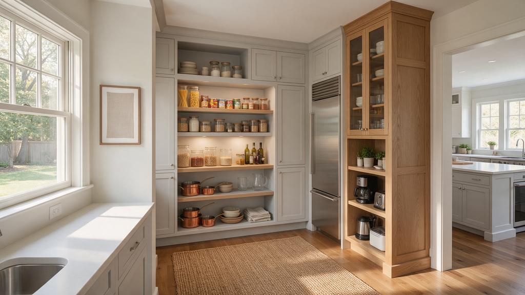 Plan designing custom walk-in pantries for suburban kitchens with practical guidance for Huntingdon Valley and Bucks County properties, including warning sig.