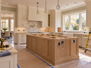 Large kitchen island planned during a Huntingdon Valley kitchen remodel