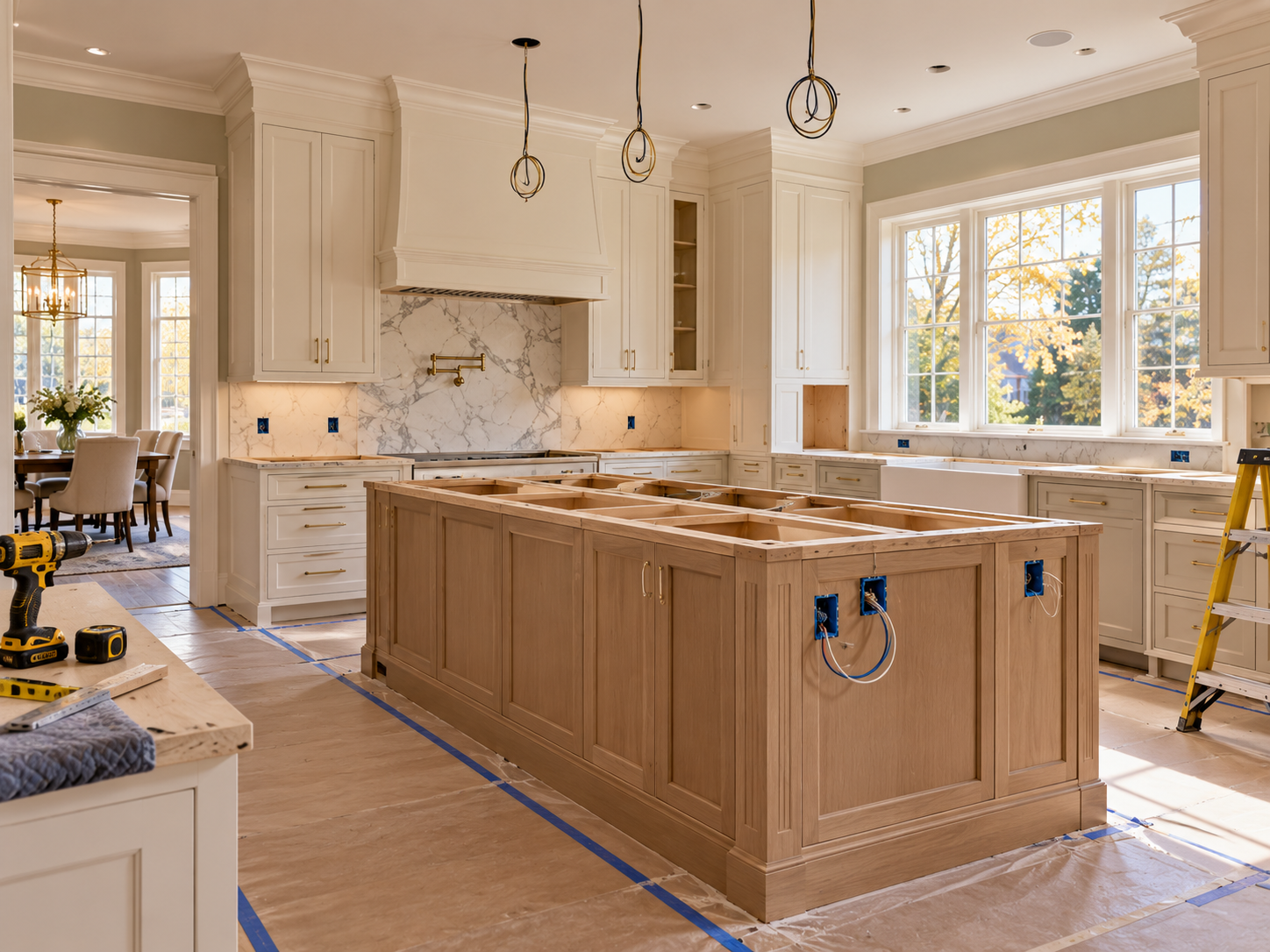 Large kitchen island planned during a Huntingdon Valley kitchen remodel