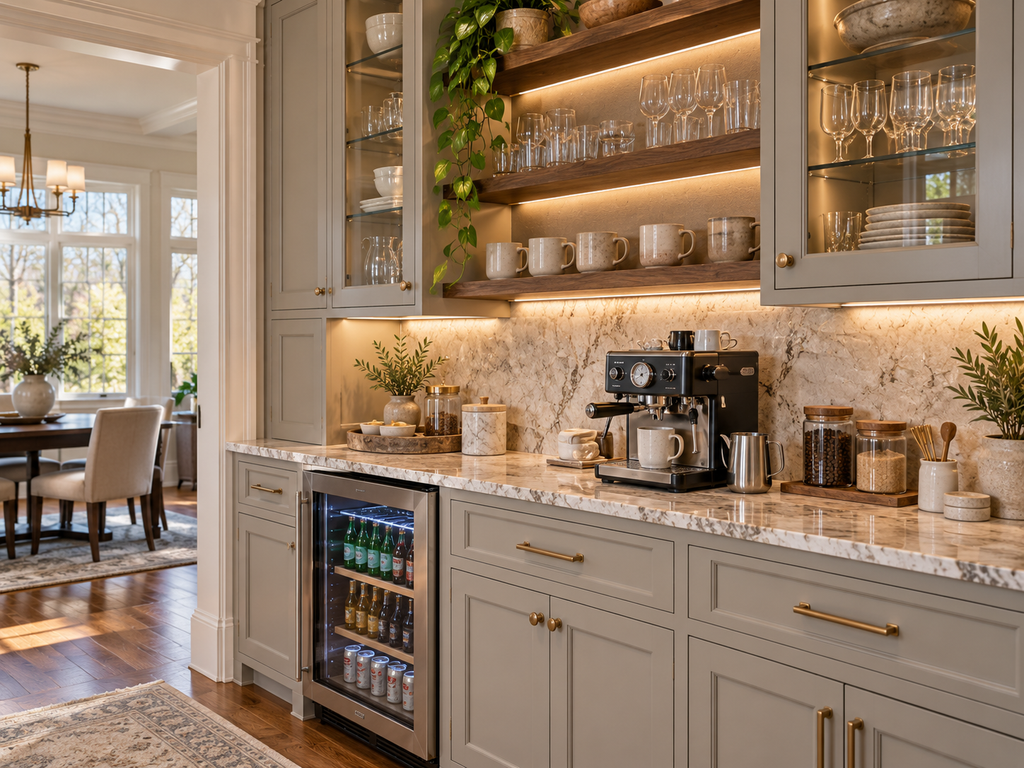 Custom beverage station in a Huntingdon Valley kitchen remodel
