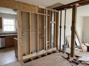 Kitchen wall removal evaluation detail for residential work in Huntingdon Valley, Abington and Jenkintown.